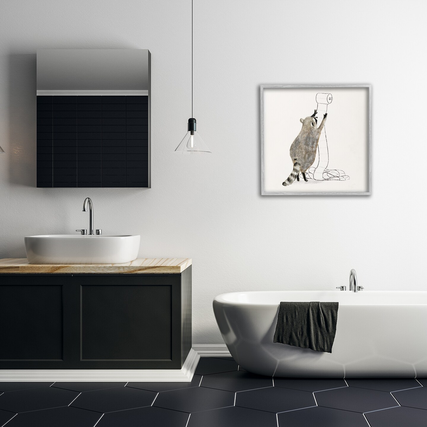 Stupell Industries Raccoon Toilet Paper Hoarder Framed Giclee Art