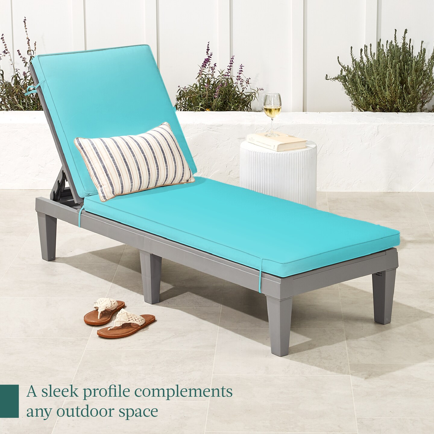 Best Choice Products Outdoor Lounge Chair, Resin Patio Chaise Lounger w/ Seat Cushion, 5 Positions