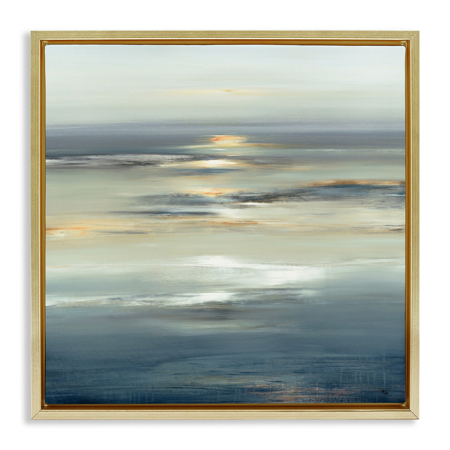 Stupell Industries Abstract Tranquil Nautical Sunrise Framed Floater Canvas Wall Art
