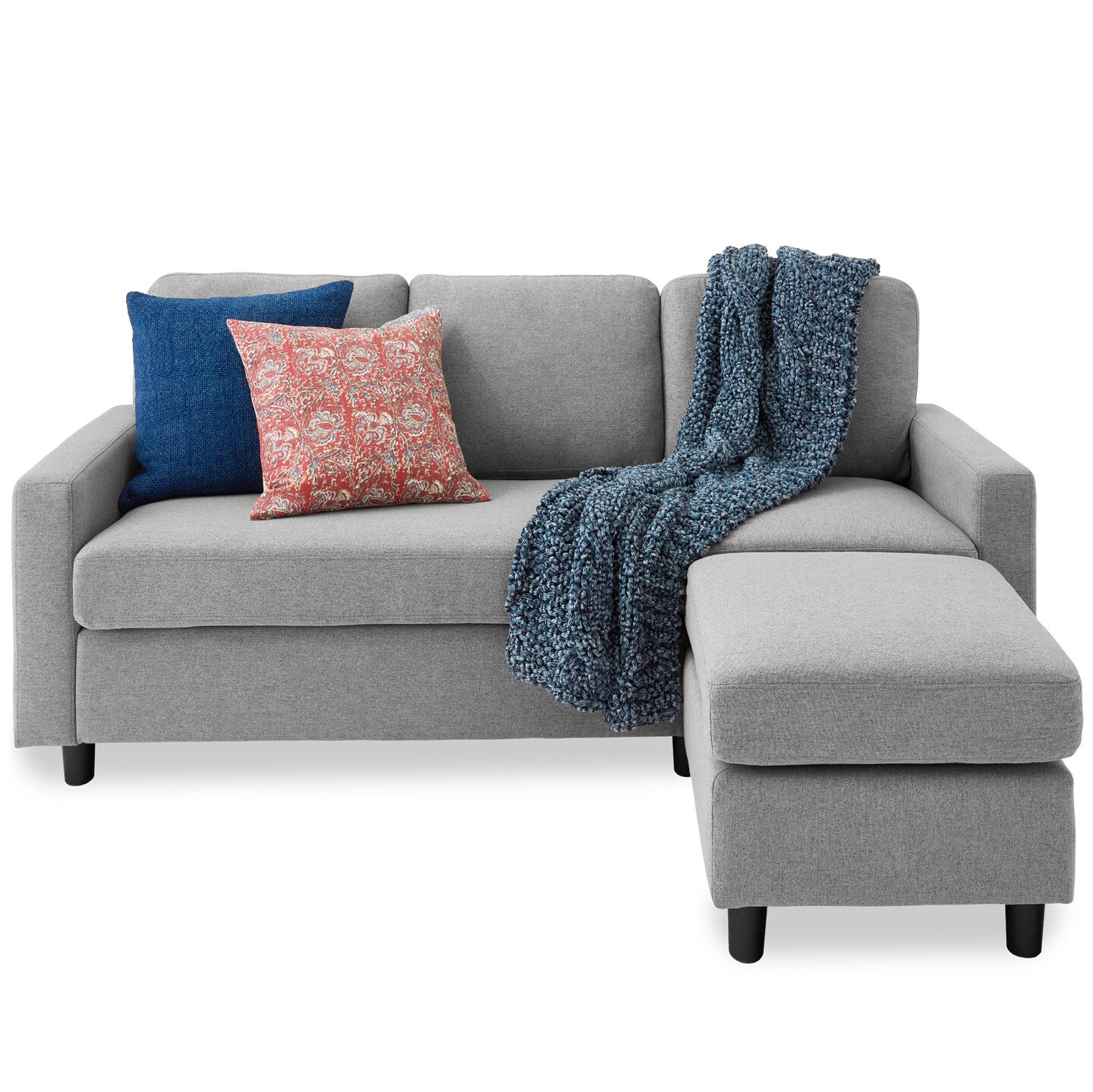 Best Choice Products Linen Sectional Sofa Couch w/ Chaise Lounge, Reversible Ottoman Bench