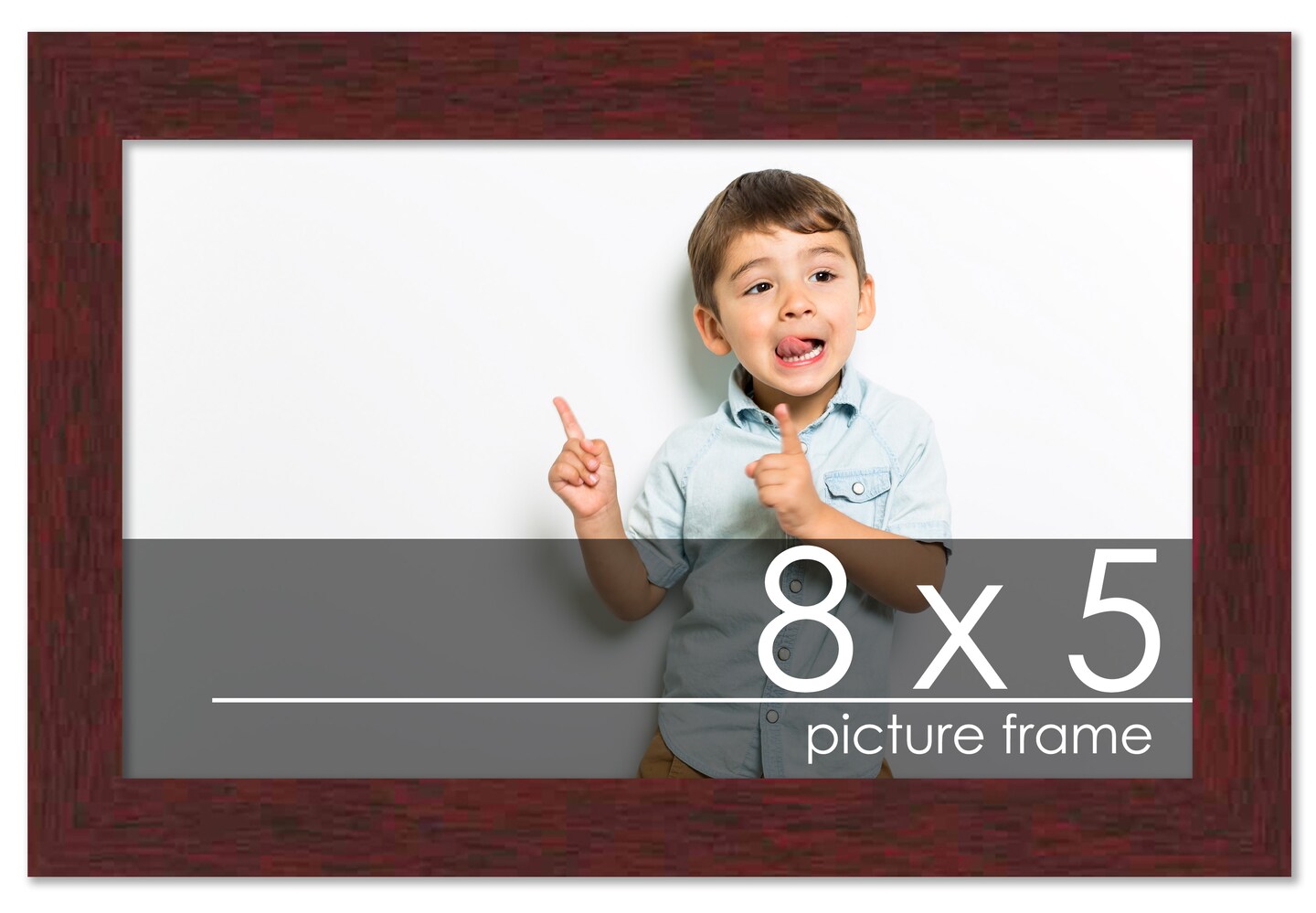 8x5 Solid Wood Picture Frame with UV-Resistant Acrylic &#x26; Acid-Free Backing, Available in 6 Finishes: Matte Black, Matte White, Metallic Bronze, Silver, Natural Wood Grain &#x26; Mahogany