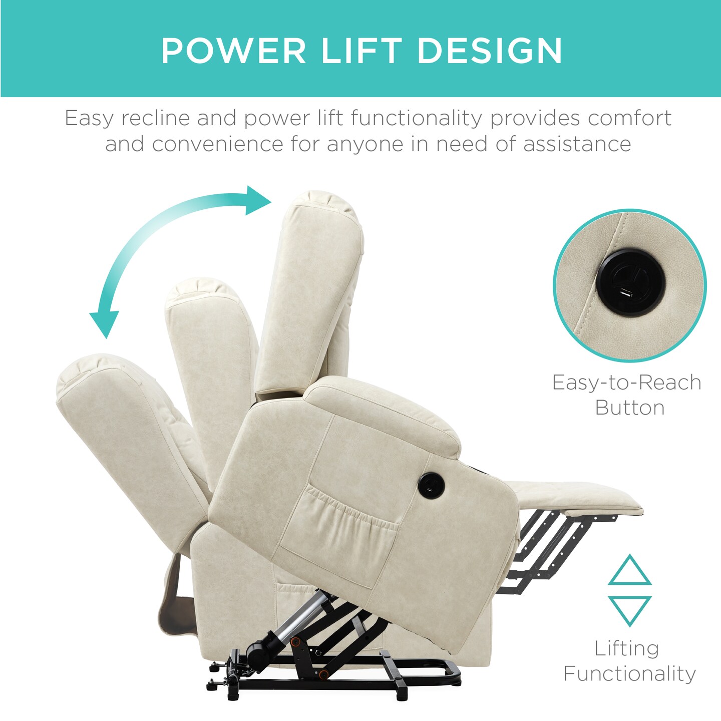 Best Choice Products Electric Power Lift Recliner Massage Chair Furniture w/ USB Port, Heat, Cupholders