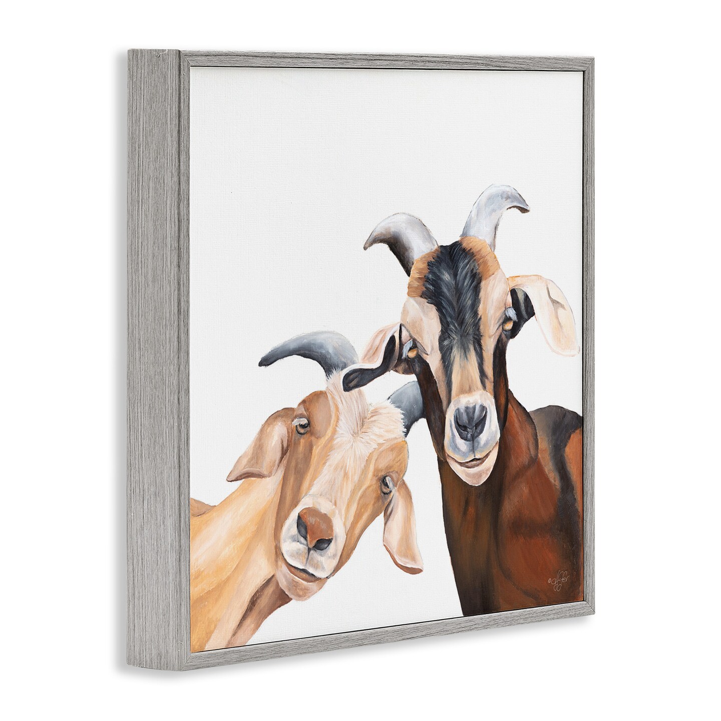 Stupell Industries Happy Goat Smiling Animals Framed Giclee Art