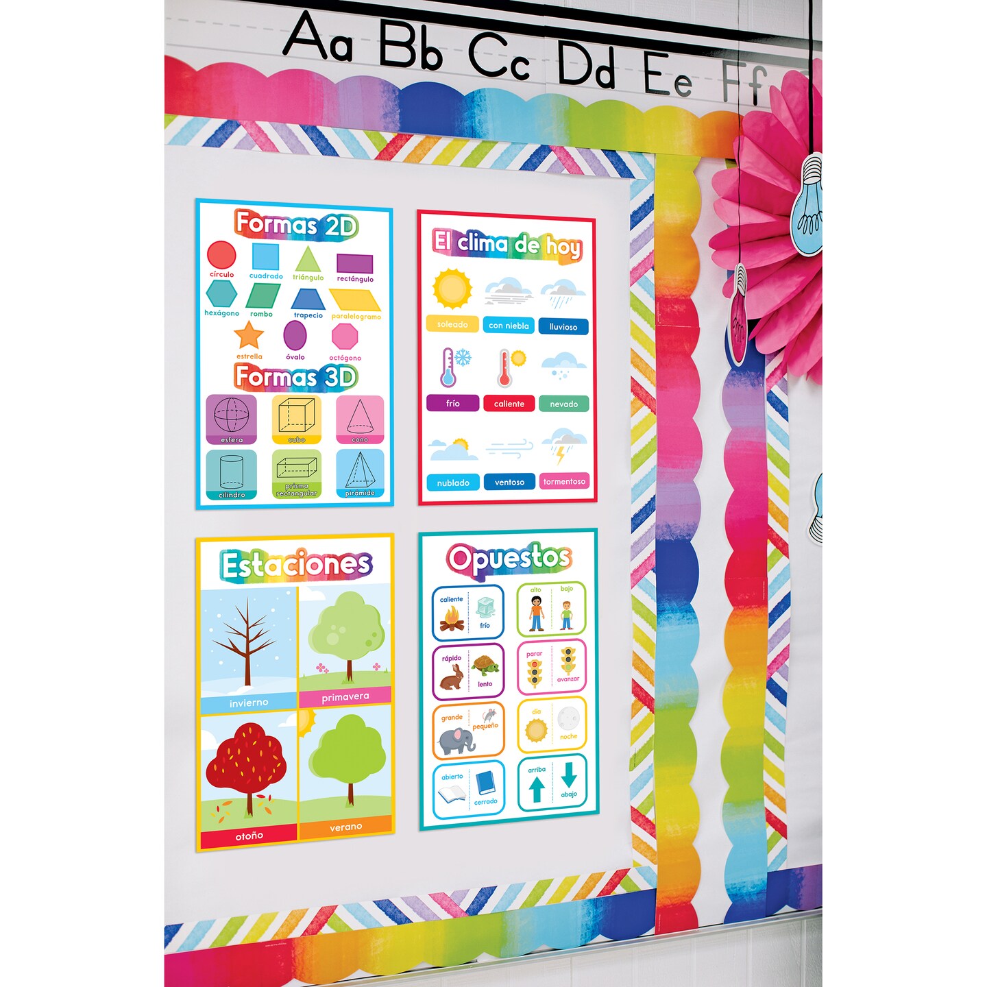 Carson Dellosa 16-Piece Spanish Early Learning Posters, 8.5&#x22; x 11&#x22; Colors, Numbers, Alphabet, Shapes, Sight Words Wall Art, ESL Preschool and Kindergarten Classroom Decor and Teacher Supplies
