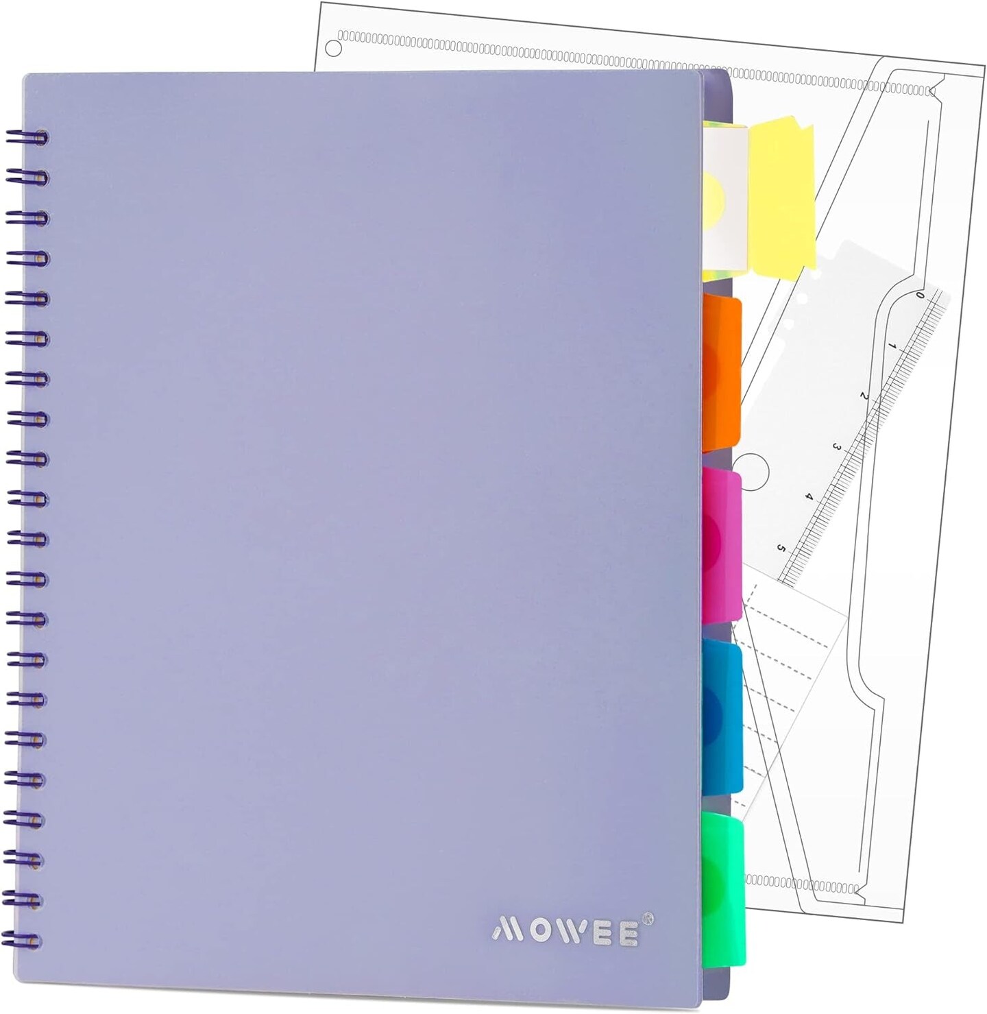 Spiral Notebook - 5 Subject Notebook, College Ruled Notebook with Dividers Pocket, Tabs Label, 11&#x22; Ruler, 200 Pages, for Writing Journal, Home &#x26; Office, School Supplies, 8.5&#x27;&#x27;X11&#x27;&#x27;Black