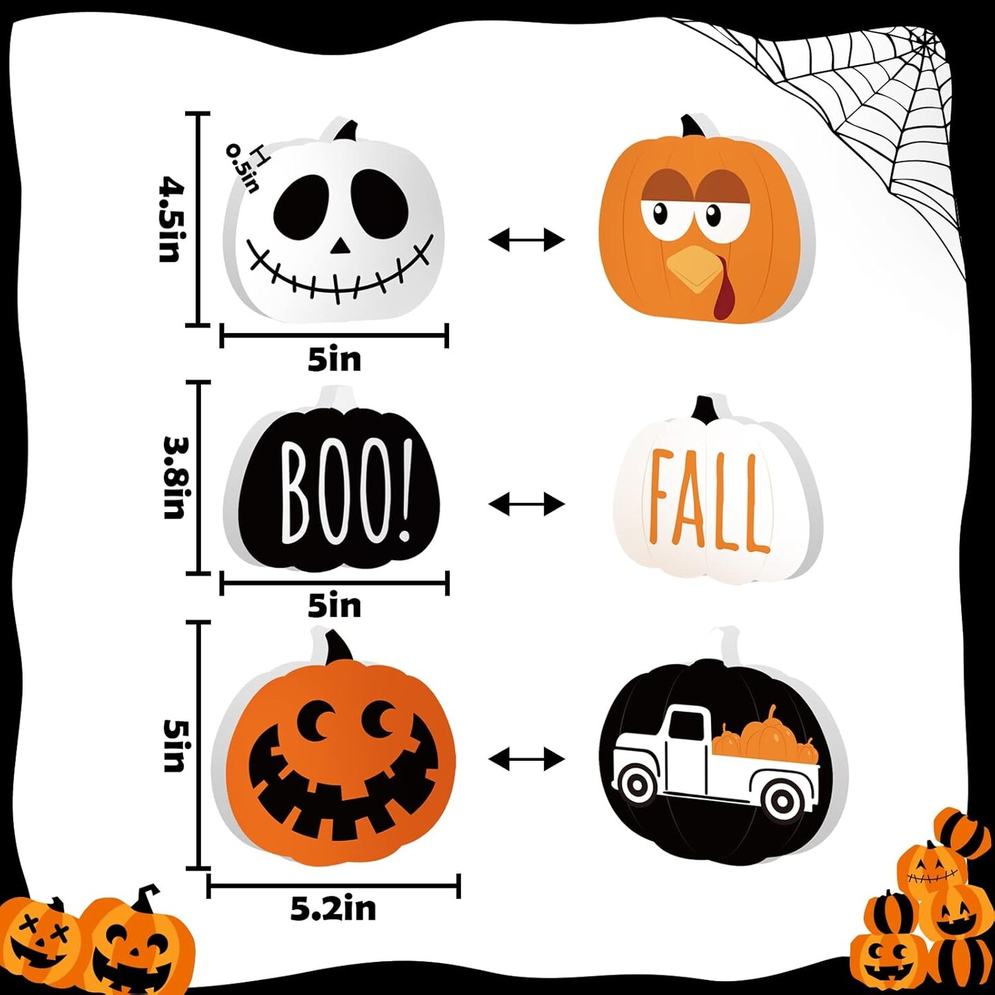 Fall Halloween Table Decorations Indoor, 3pcs Reversible Halloween Tiered Tray Decor, Fall Pumpkin Kitchen Desk Decor for Home School Office, Double-Sided Painted, Freestanding Wooden Sign