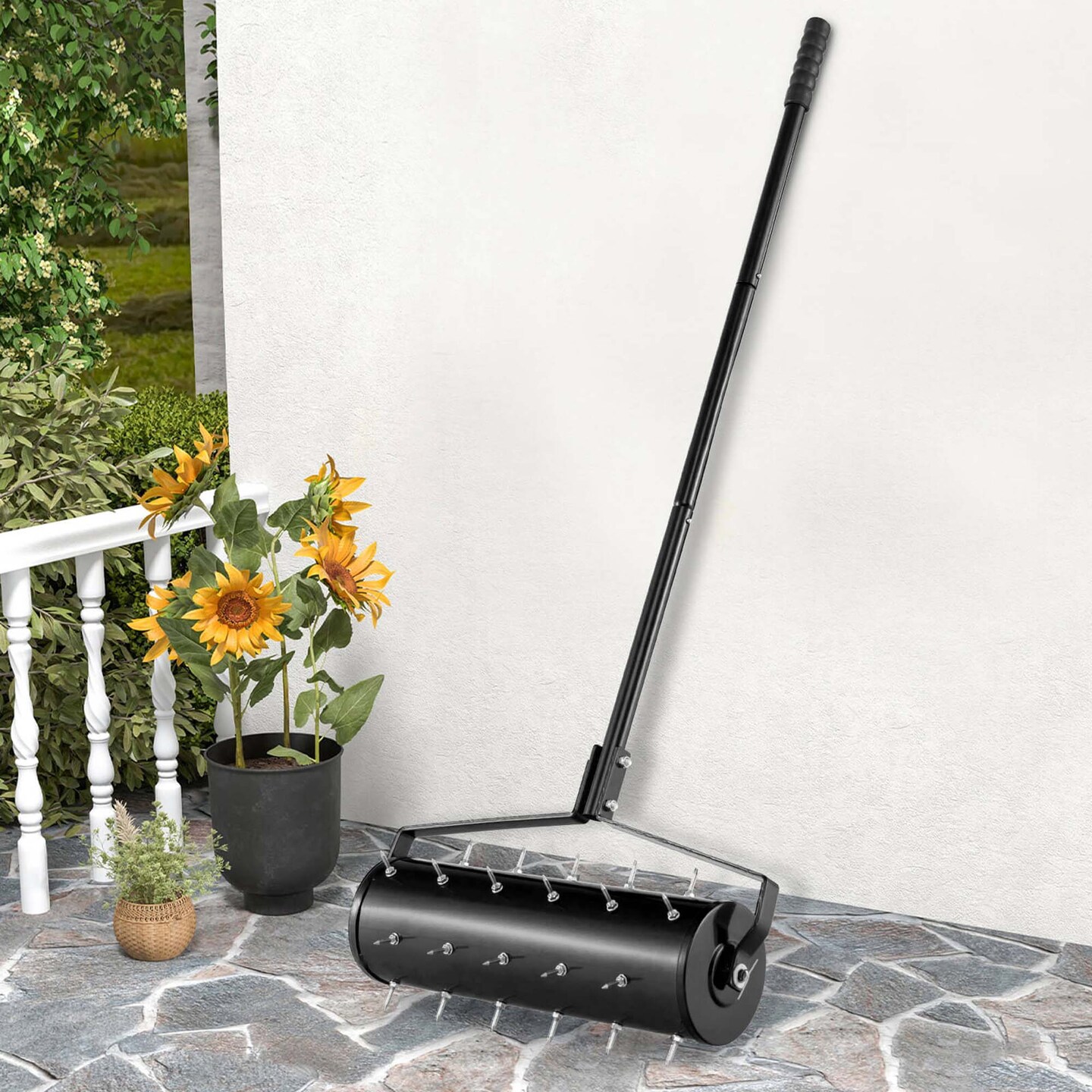 Costway 18&#x22;/21&#x201C; Manual Lawn Aerator Grass Aeration Tool Filled with Sand or Stone with Handle