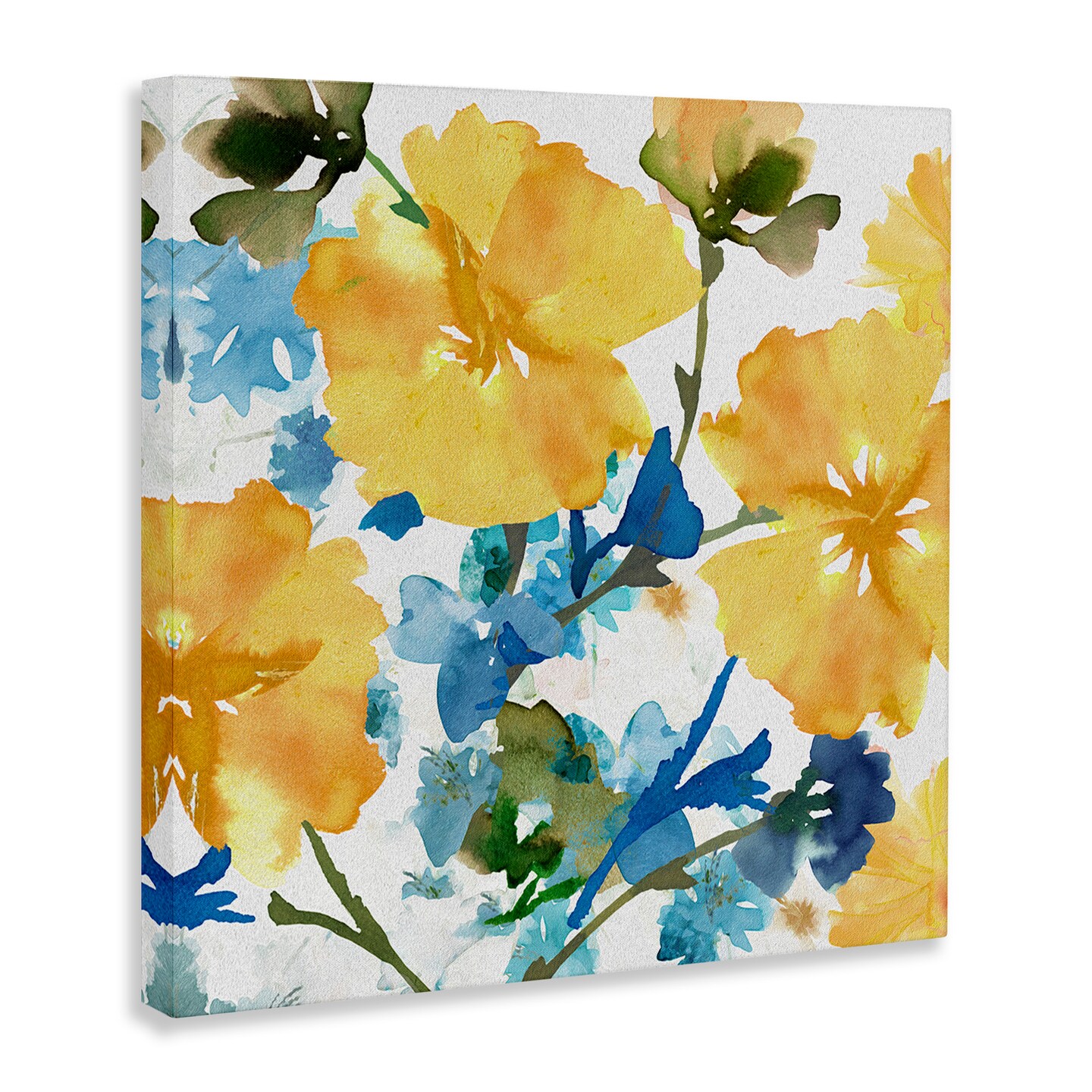Stupell Industries Yellow &#x26; Blue Hibiscus Canvas Wall Art