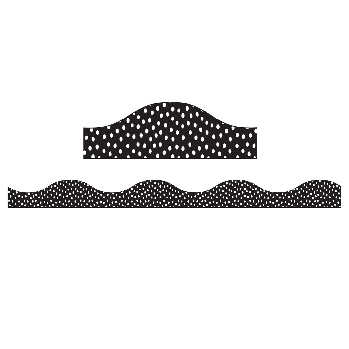 Magnetic Border, White Messy Dots on Black, 12&#x27;