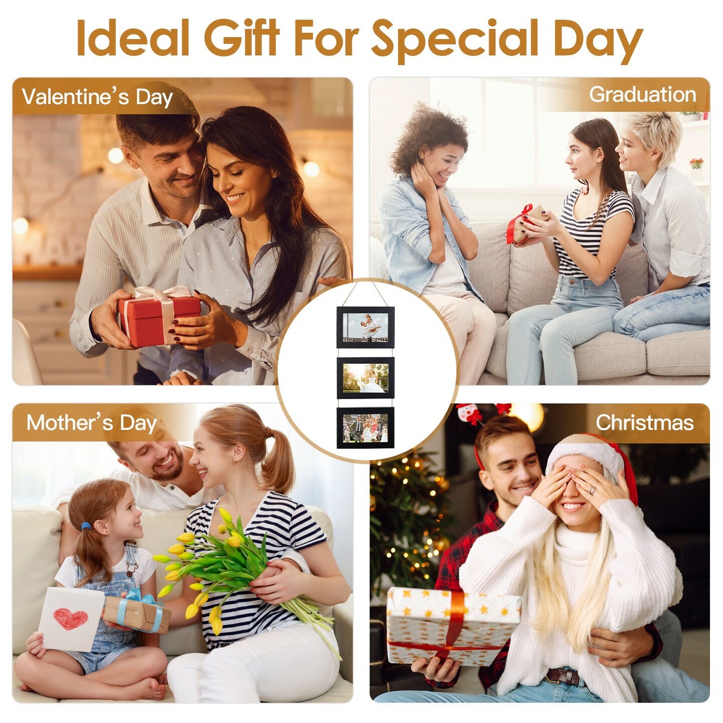 Wall Hanging Picture Collage Frame Wall Decor Without Mat Rustic Style Wood Photo Frame Display