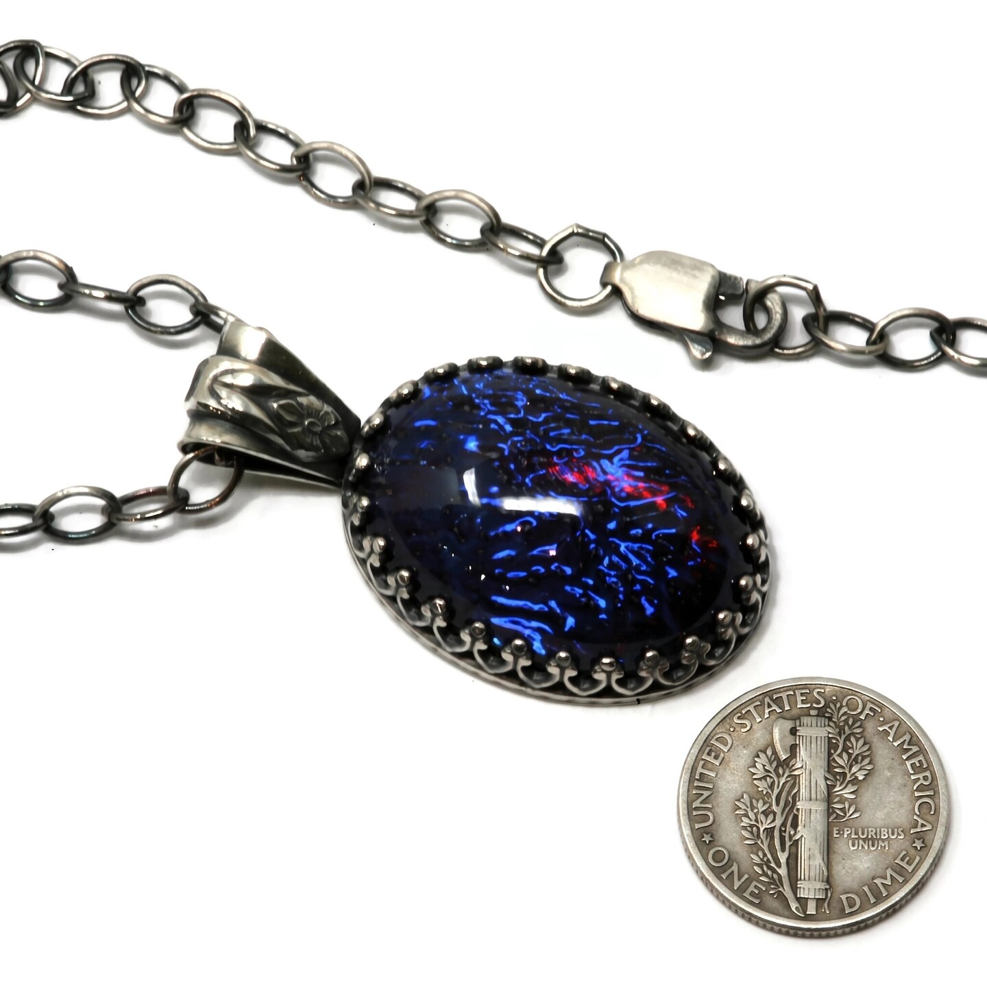 Dragon's Breath Czech Glass 9255 Sterling Silver Necklace