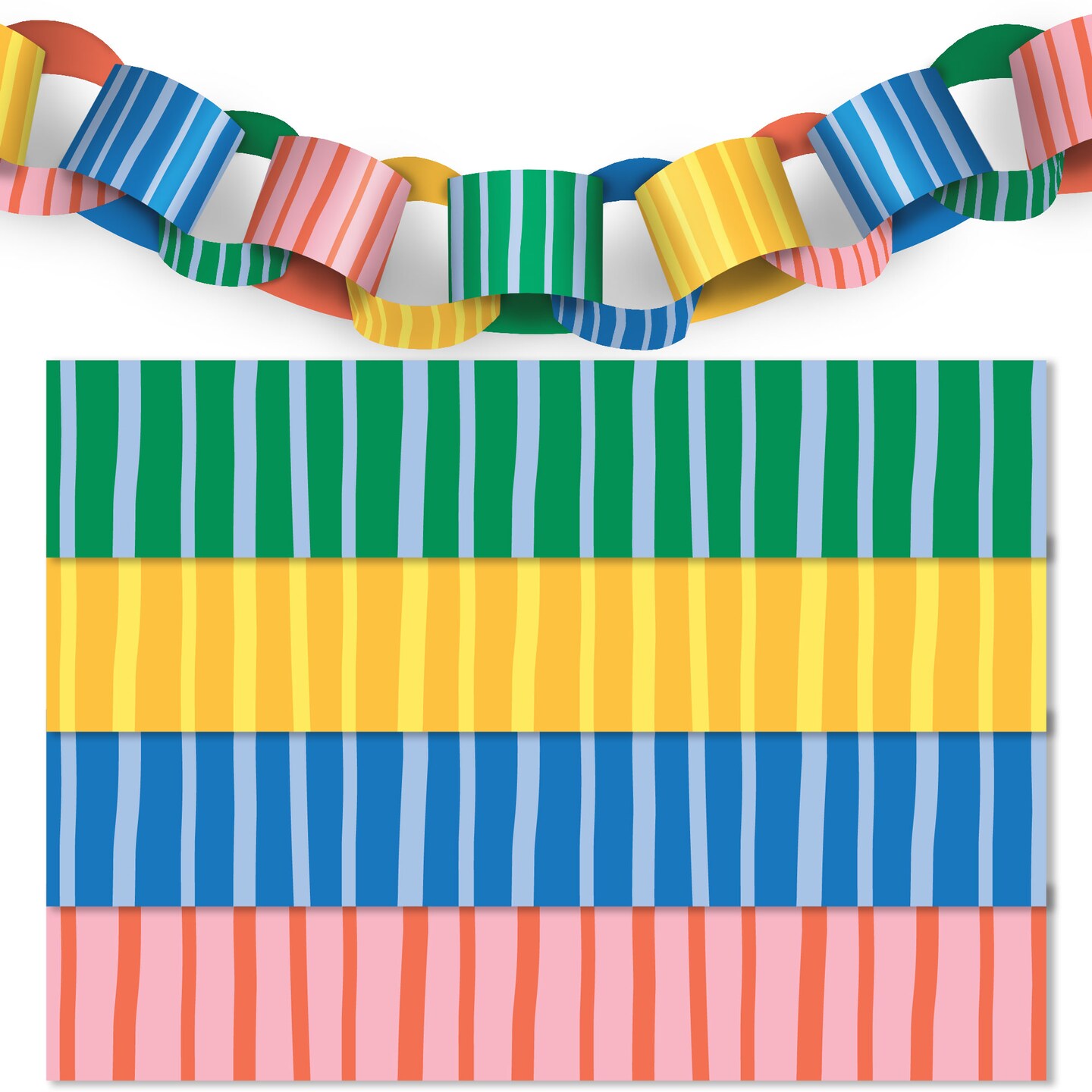Big Dot of Happiness One is Fun Paper Chains, Colorful 1st Birthday Garland, Double-Sided DIY Craft Supplies, 2x10in Strips - 128 Ct (24 ft long)