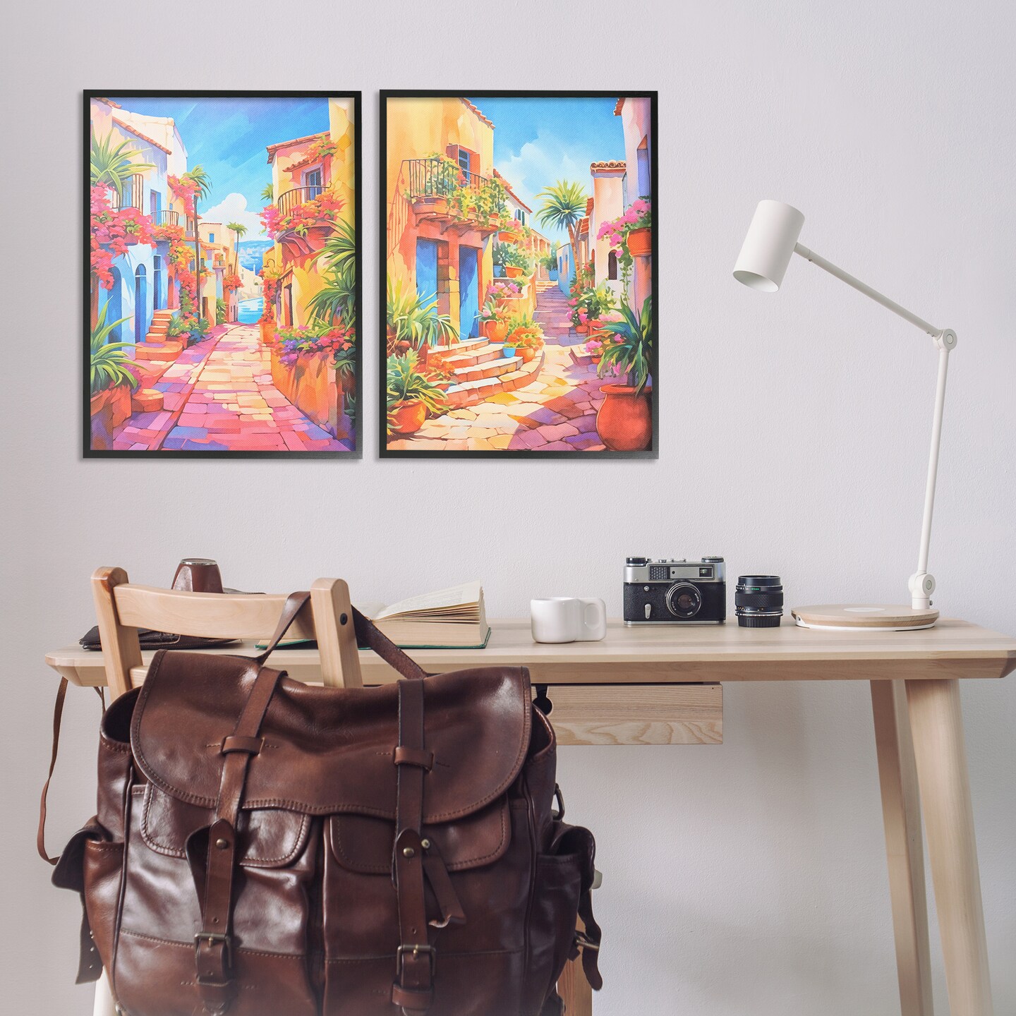 Stupell Industries Quaint Mediterranean Village 2 pc Framed Giclee Wall Art Set Design by Andrea Haase