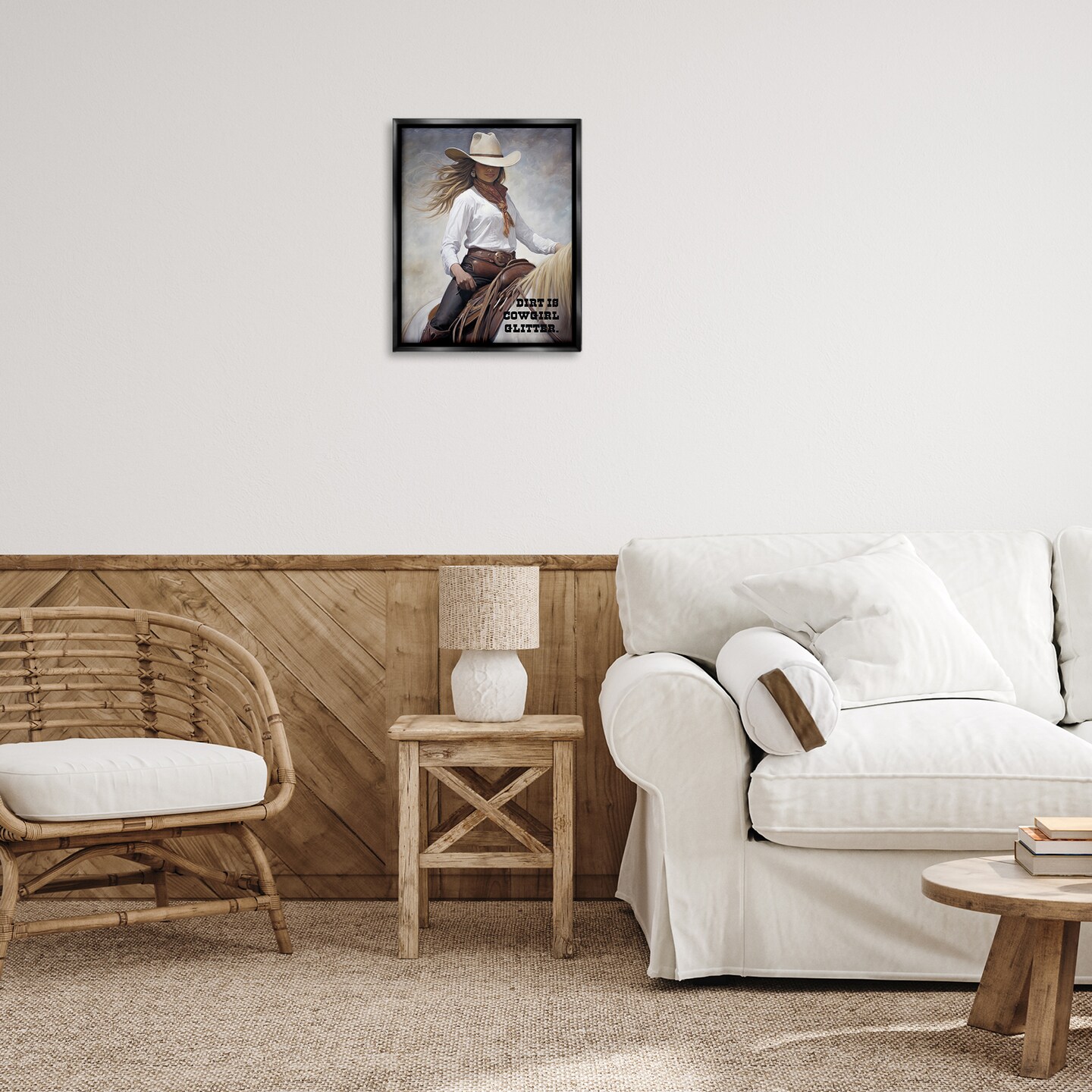 Stupell Industries Dirt Is Cowgirl Glitter Framed Floater Canvas Wall Art Design by Sasha