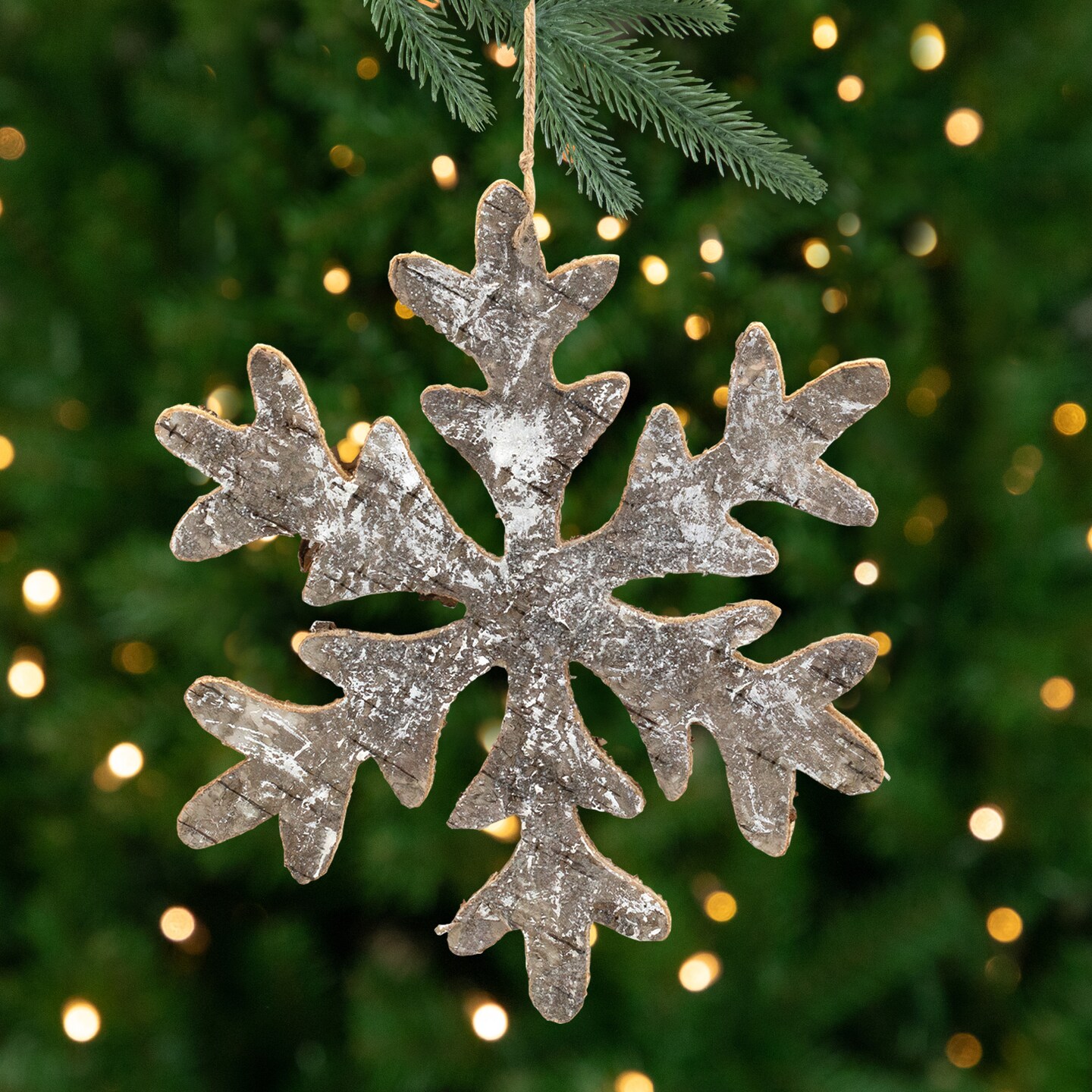 Northlight Wooden Snowflake Christmas Ornament - 10&#x22; - Silver and Gold