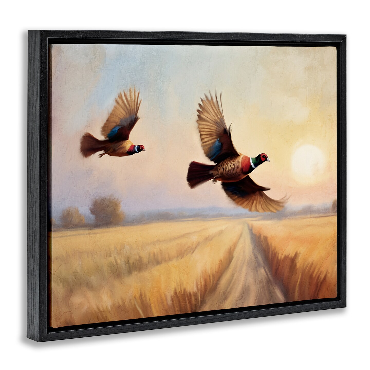 Stupell Industries Fall Flight Pheasants Framed Floater Canvas Wall Art Design by Kim Allen