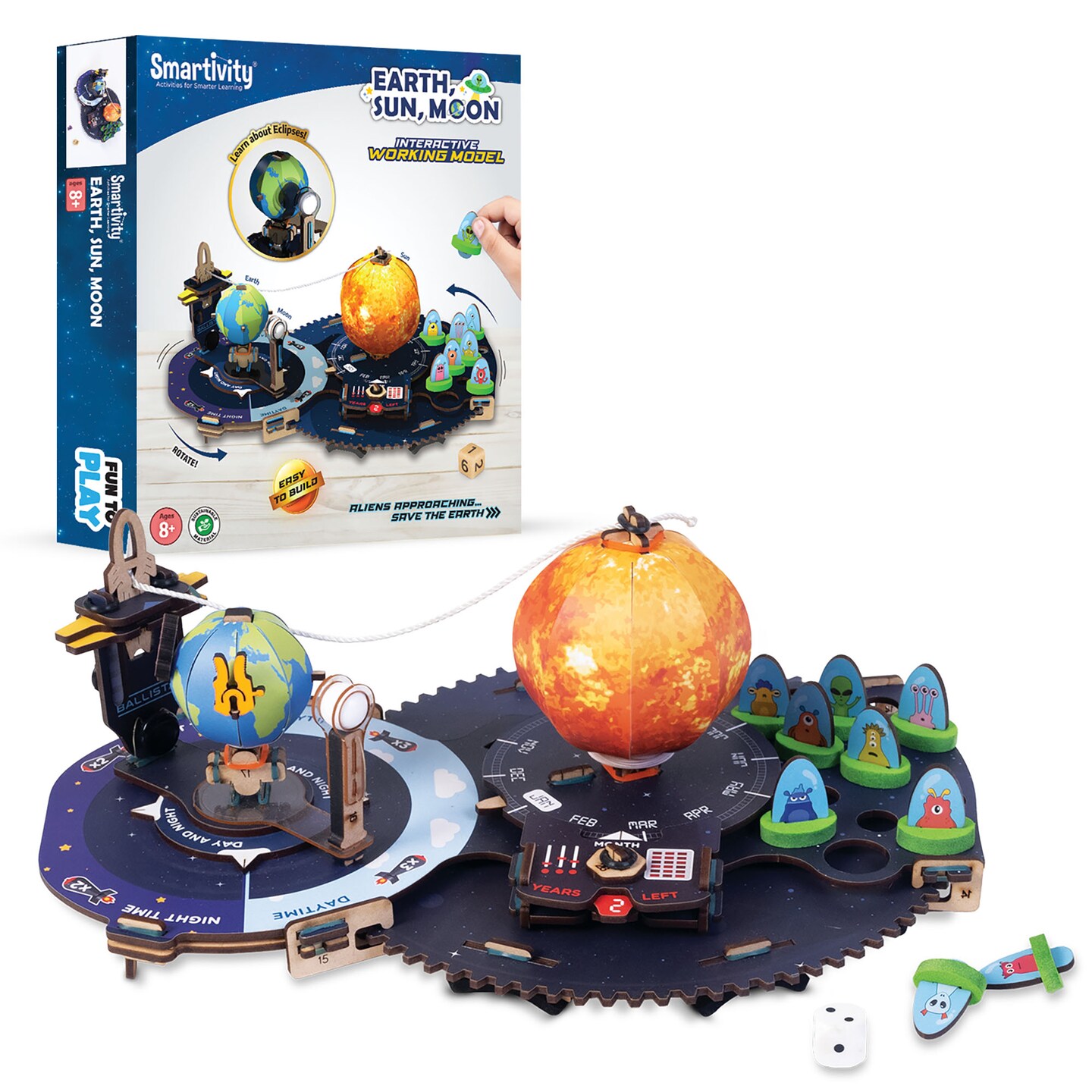 Smartivity: Earth-Sun-Moon Space - DIY STEM  Science, Wooden Building Set, Interactive 3D Model Toy, Build-Play-Learn, All-In-1 Craft Kit, Kids Age 8+