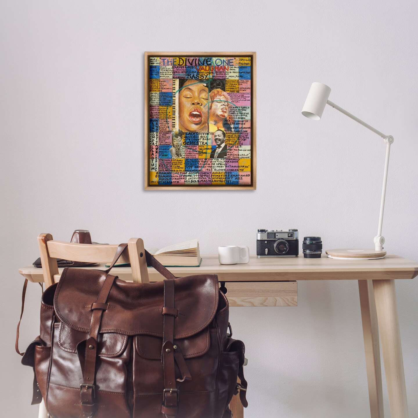 Stupell Industries Sarah Lois Vaughan Collage Framed Floater Canvas Wall Art Design by Sabin