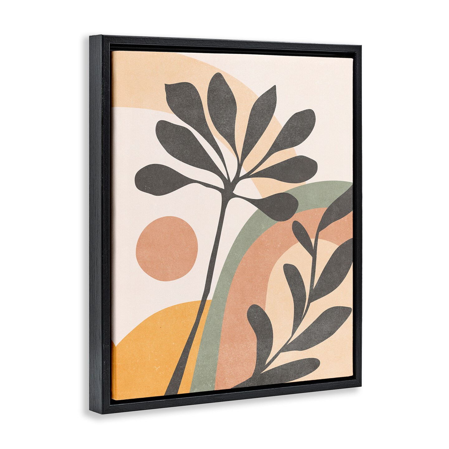 Stupell Industries Retro Sage Boho Sprigs Framed Floater Canvas Wall Art Design by Nataly White