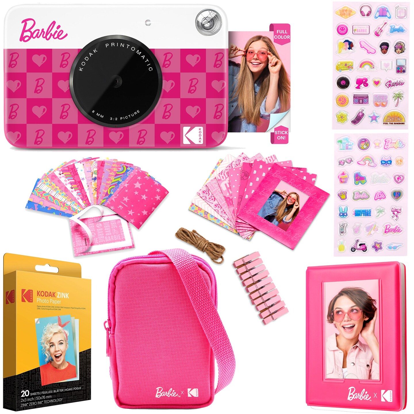 Kodak x Barbie Printomatic Instant Print Camera + Case, Photo Album, Zink Paper &#x26; More -Bundle