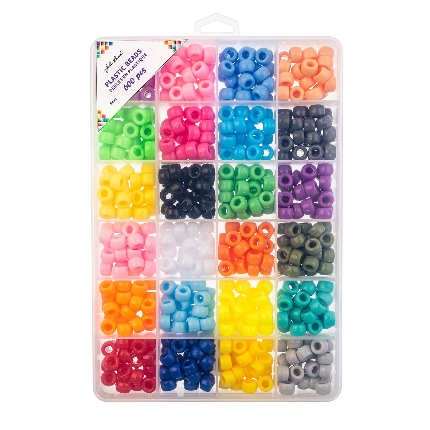 John Bead 600-Piece Assorted Plastic Alphabet Pony Beads Jewelry Making Beads Box