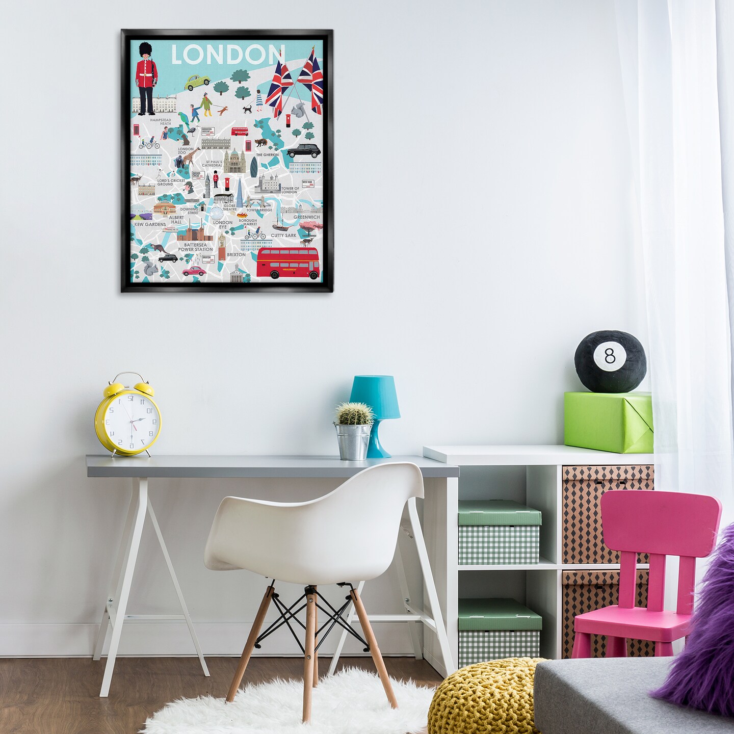 Stupell Industries London Landmark Map Framed Floater Canvas Wall Art Design by Betty Boynes