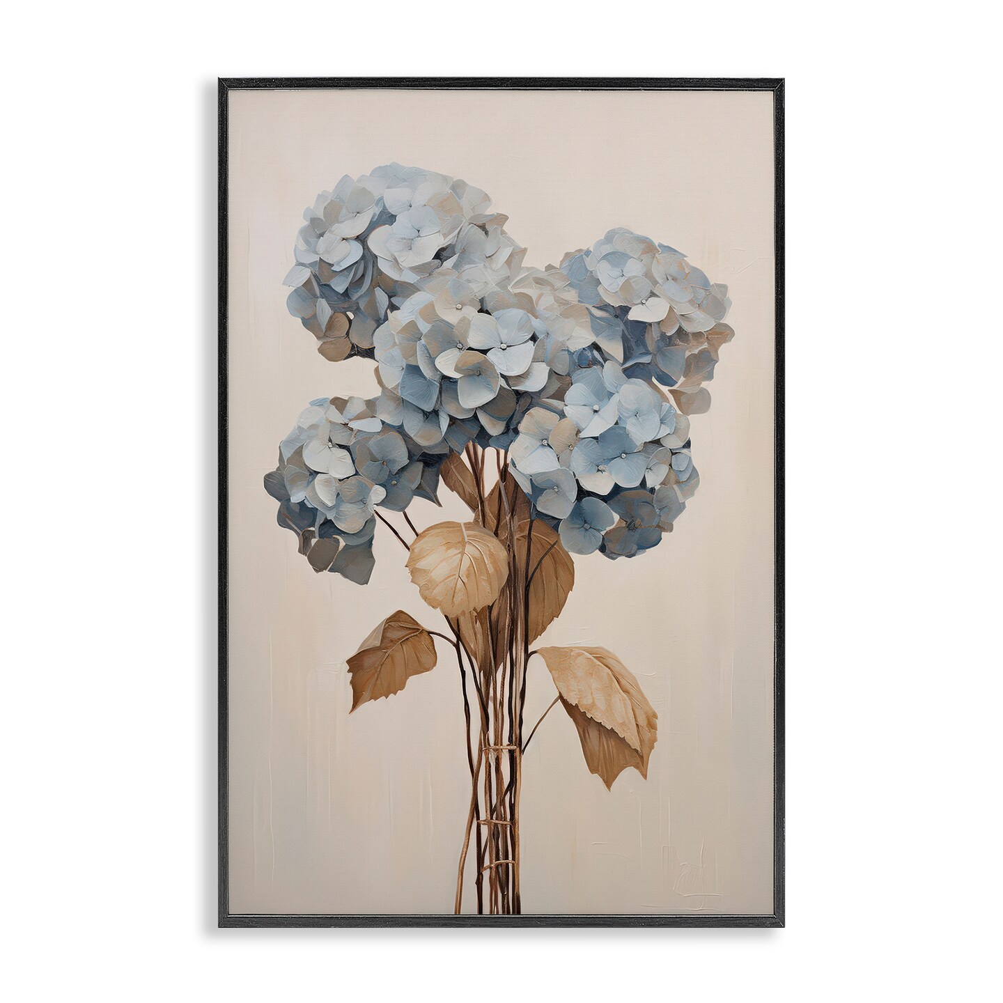 Stupell Industries Vintage Blue Hydrangea Framed Giclee Wall Art Design by Petals Prints Design