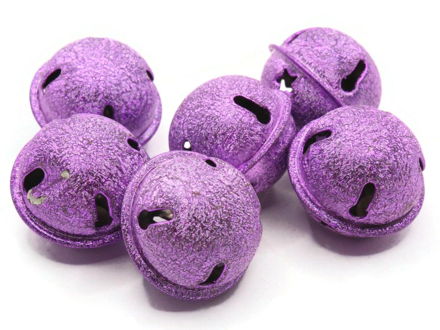 6 24mm Purple Jingle Bell Charms