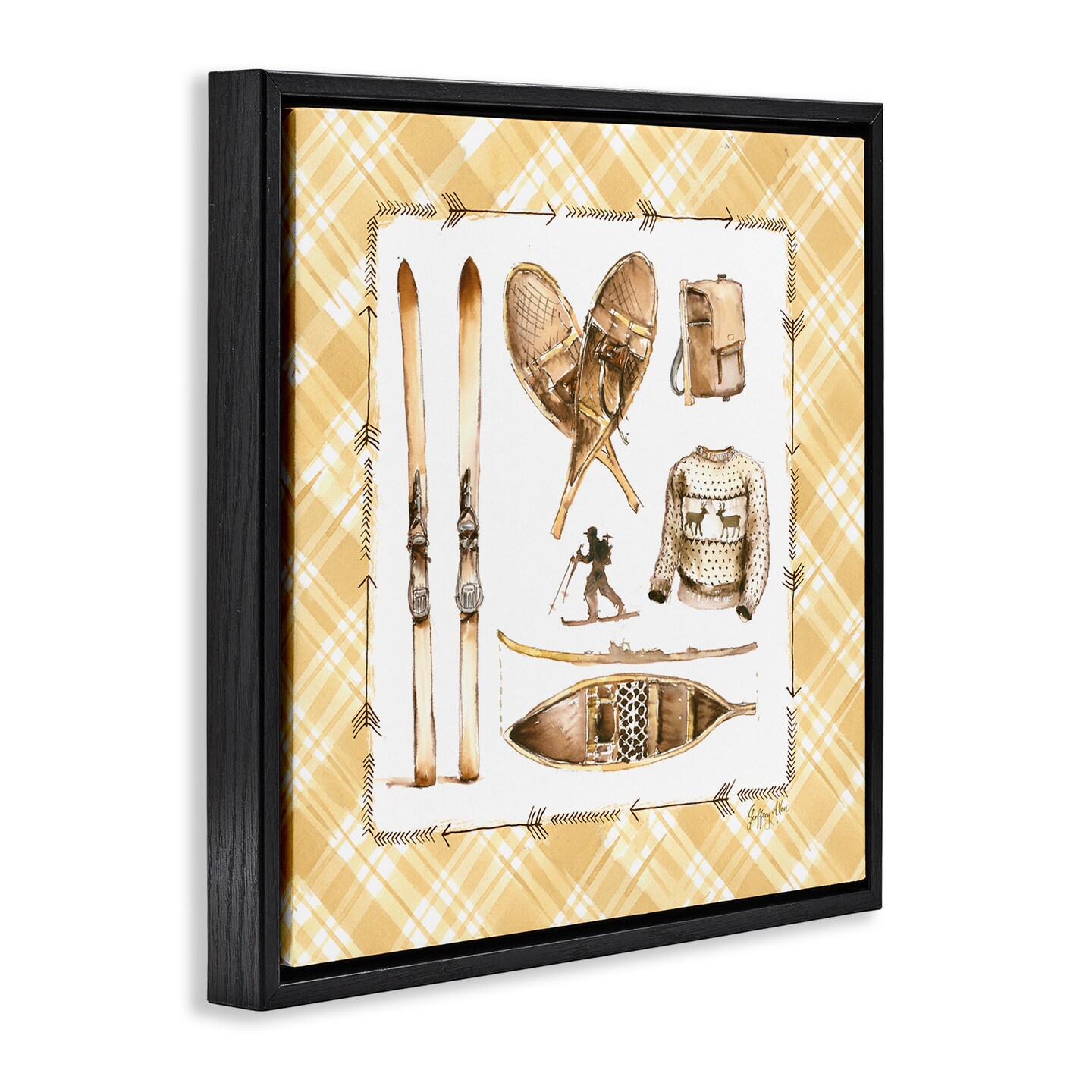 Stupell Industries Cozy Winter Sports Framed Floater Canvas Wall Art Design by Geoff Allen