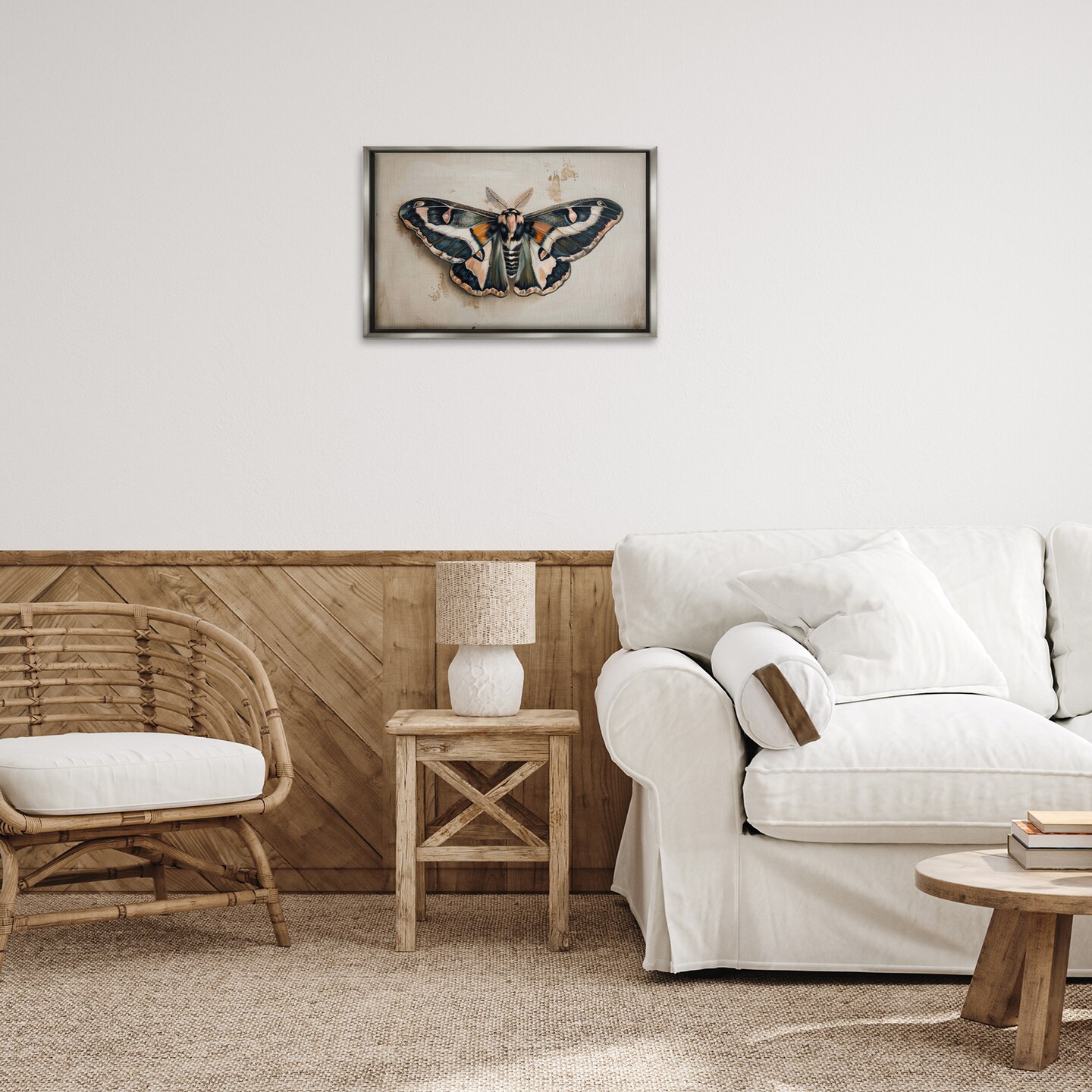 Stupell Industries Dark Winged Moth Framed Floater Canvas Wall Art Design by Petal Prints Design