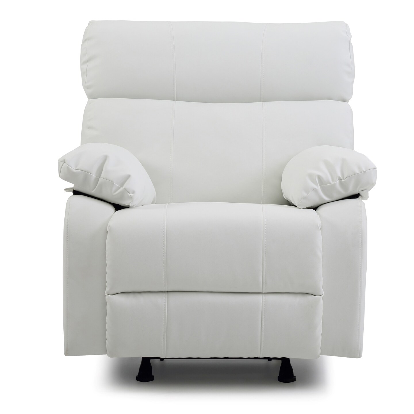 Contemporary Home Living Faux Leather Upholstered Reclining Chair with Padded Arms - 39&#x22; - White