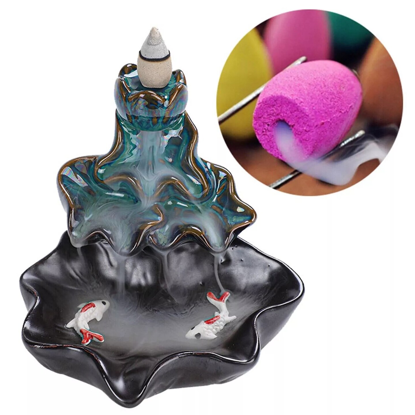 Kitcheniva 100 Pcs Incense Burner Cones Backflow Smoke Waterfall Censer