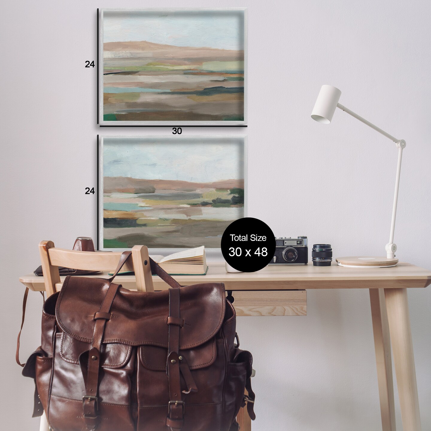 Stupell Industries Neutral Abstract Landscape 2 pc Framed Giclee Wall Art Set Design by Ethan Harper