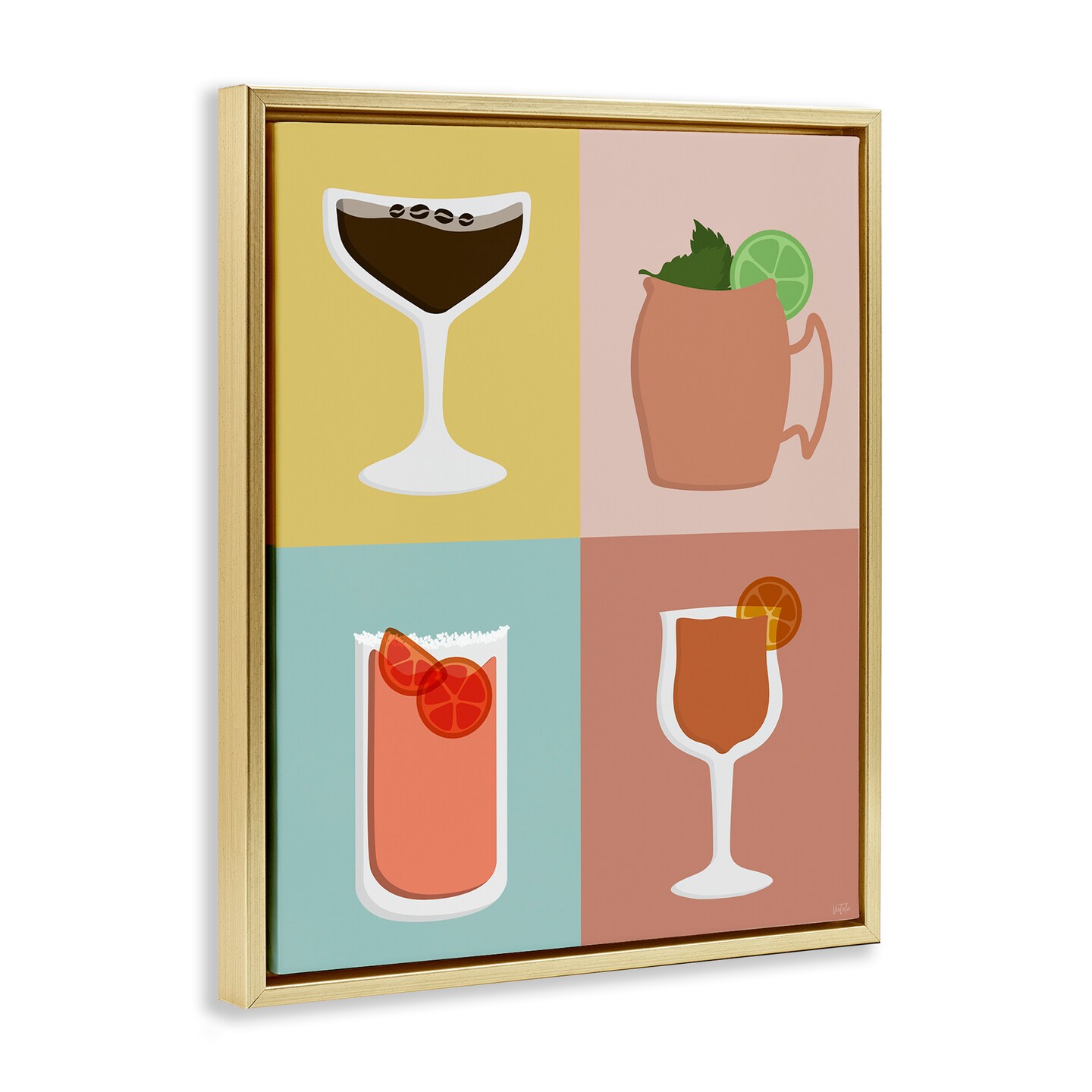 Stupell Industries Mixed Cocktail Drinks Framed Floater Canvas Wall Art Design by Natalie Carpentieri