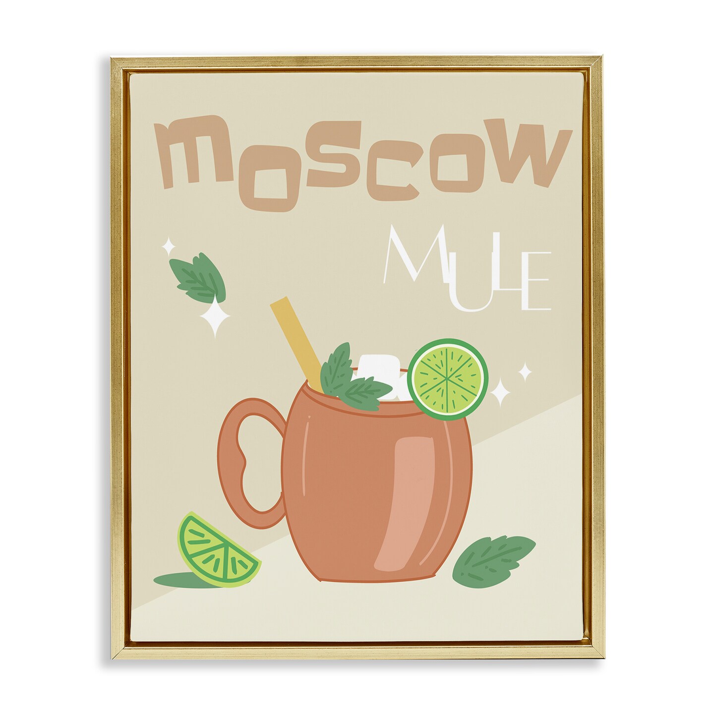 Stupell Industries Moscow Mule Typography Framed Floater Canvas Wall Art Design by Anna Quach