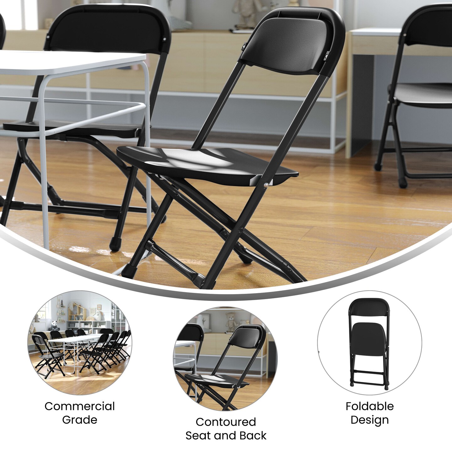 Emma and Oliver 10 Pack Kids Plastic Folding Chair Daycare Home School Furniture