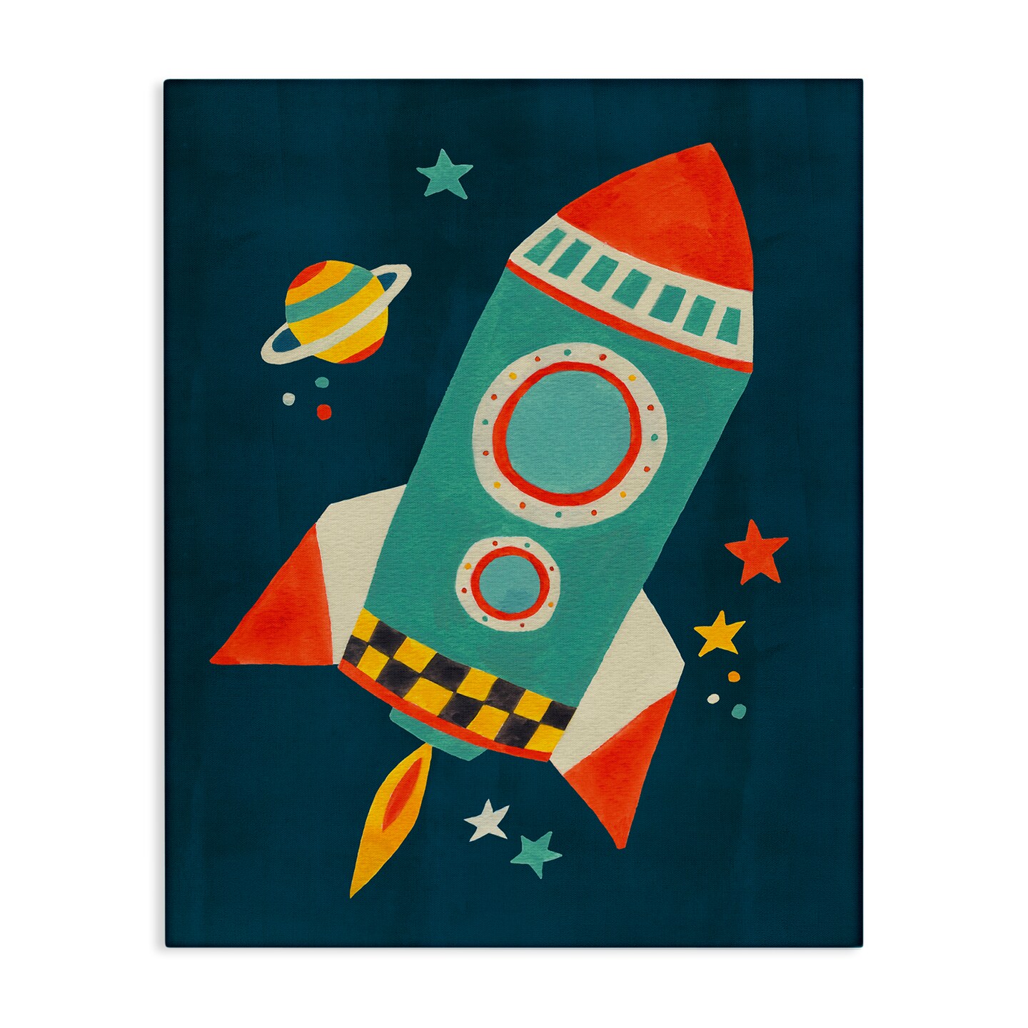 Stupell Industries Rocket Ship in Space Canvas Wall Art Design by Irene ...