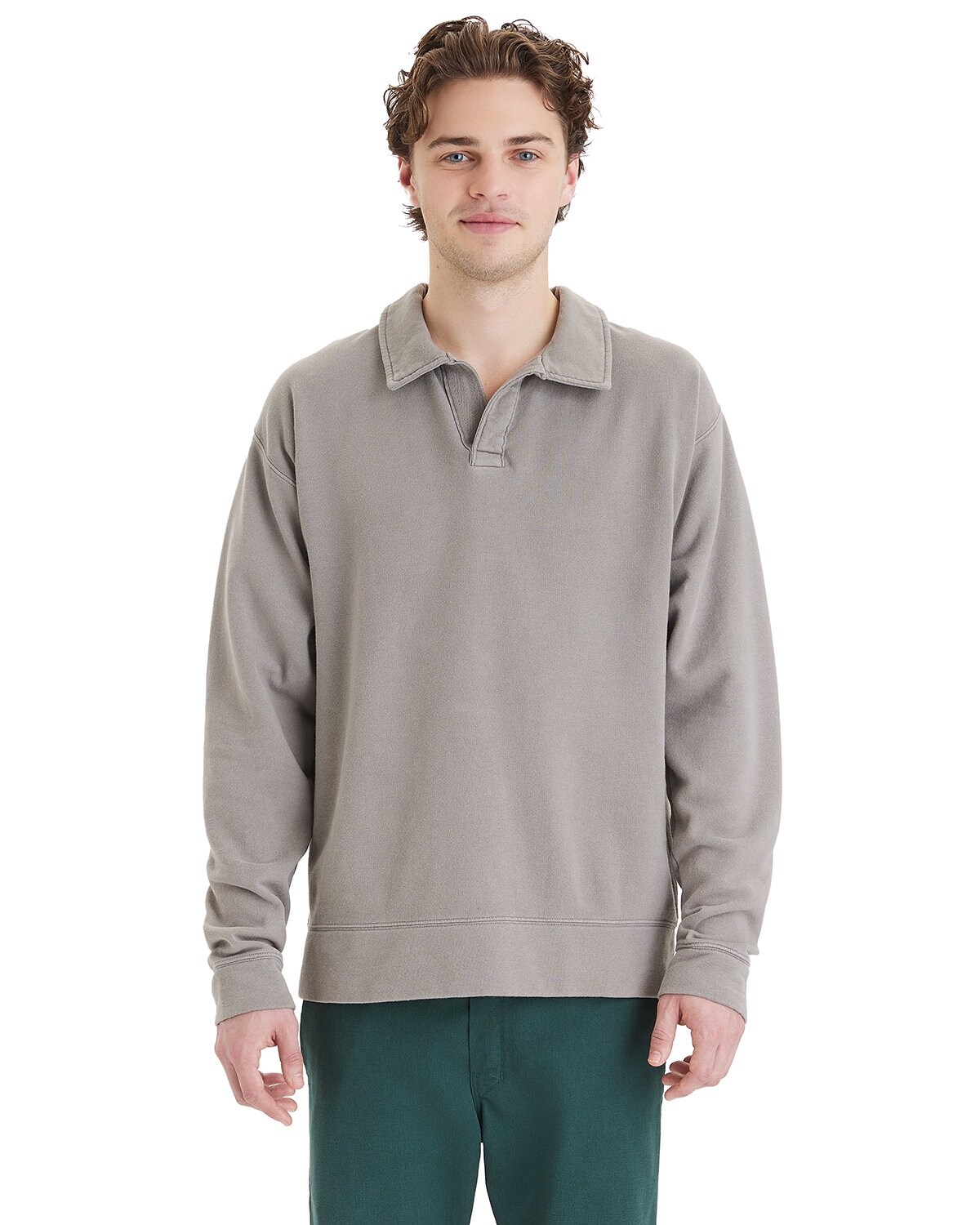 ComfortWash by Hanes&#xAE; Garment Dye Polo Collar Sweatshirt - GDH490