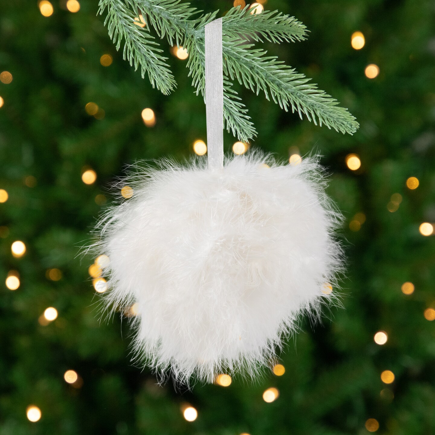 Northlight Wispy Feather Christmas Ball Ornament - 6" - White