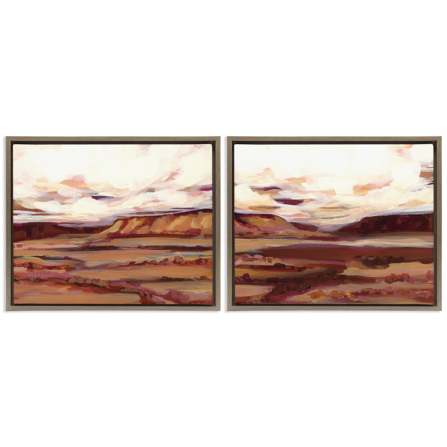 Stupell Industries Mauve Mesa Abstract Landscape 2 pc Framed Floater Canvas Wall Art Set Design by Haley Knighten