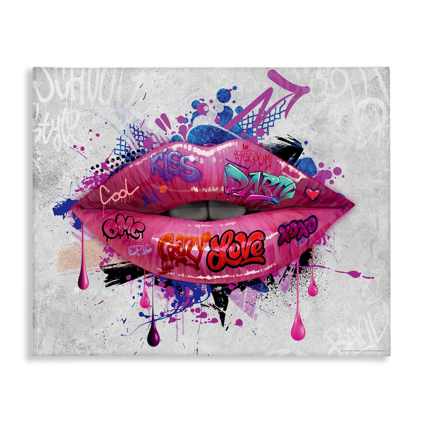 Stupell Industries Urban Graffiti Lips Canvas Wall Art Design by Reinders