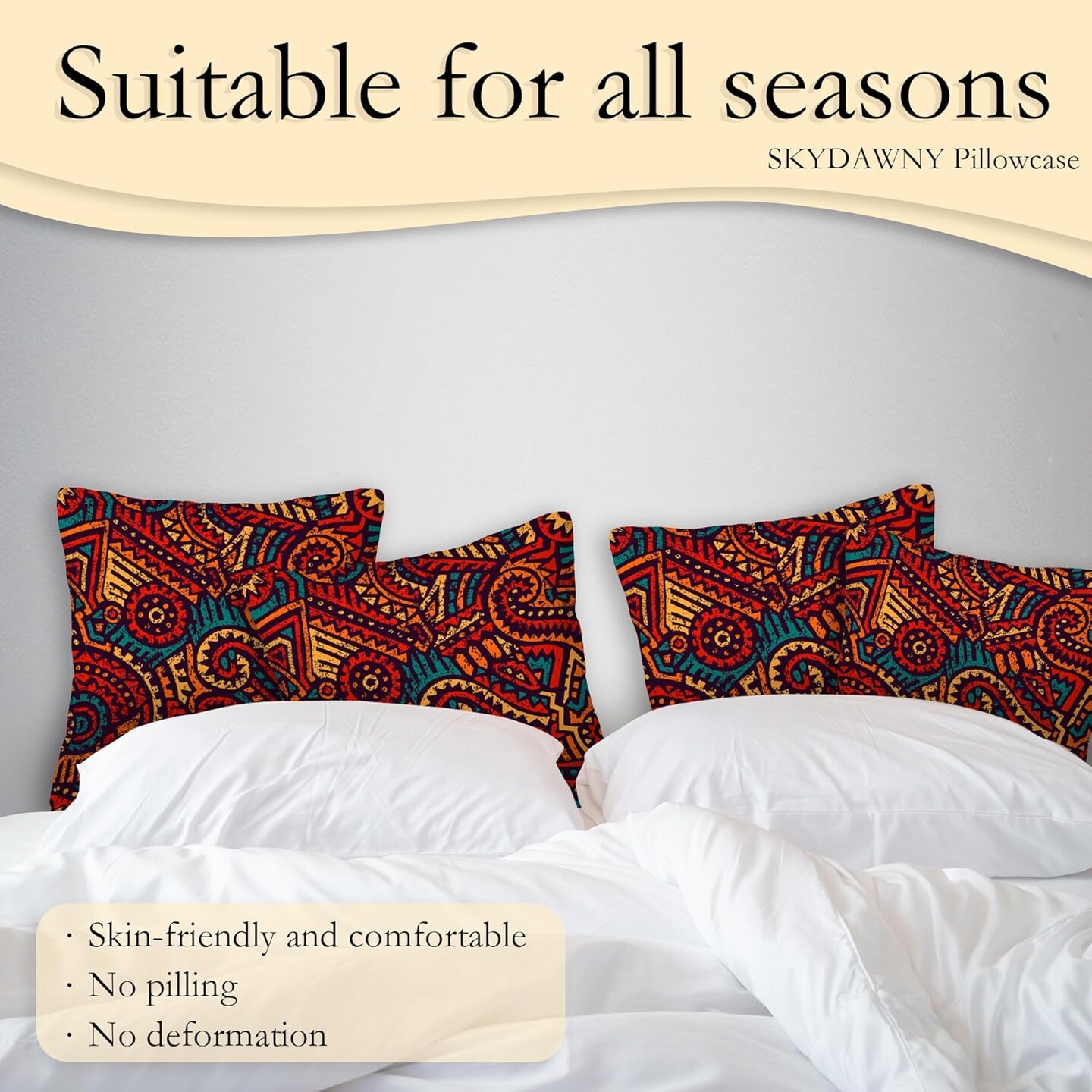 African Boho Pillow Covers,Vintage Ethnic Throw Pillow Cases 18x18 in Decorative Double-Sided Square Pillowcases Set of 2 for Home Decor Living Room Sofa Bedroom Outdoor