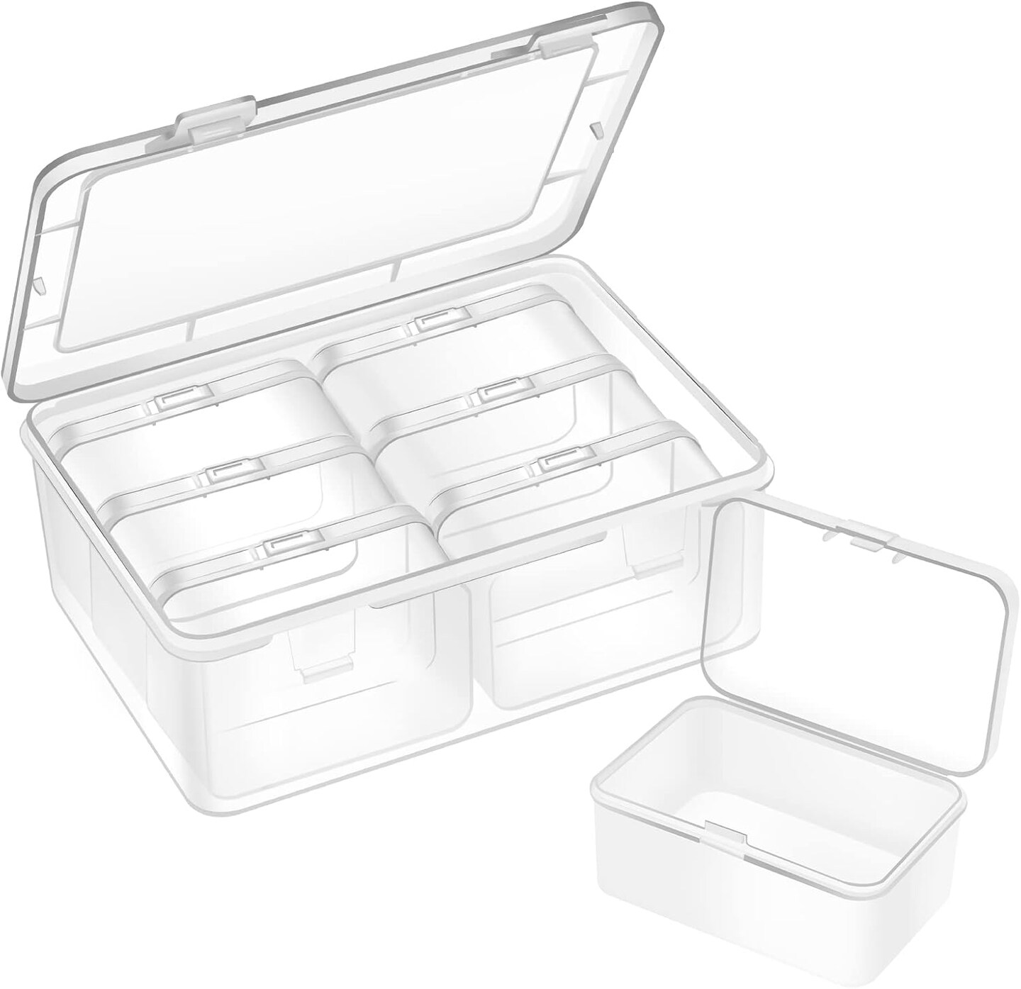 Small Bead Organizers and Storage, Clear Bead Storage Containers Rectangle Bead Holder Plastic Cases Transparent Boxes for Nail DIY Craft Making Jewelry Battery Screw