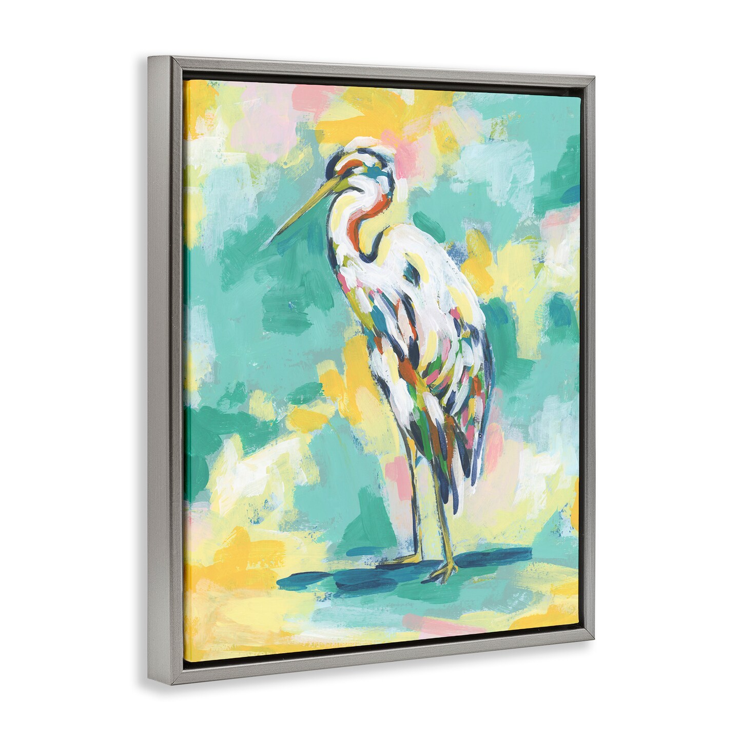 Stupell Industries Blue Modern Crane Framed Floater Canvas Wall Art Design by Michael Willett