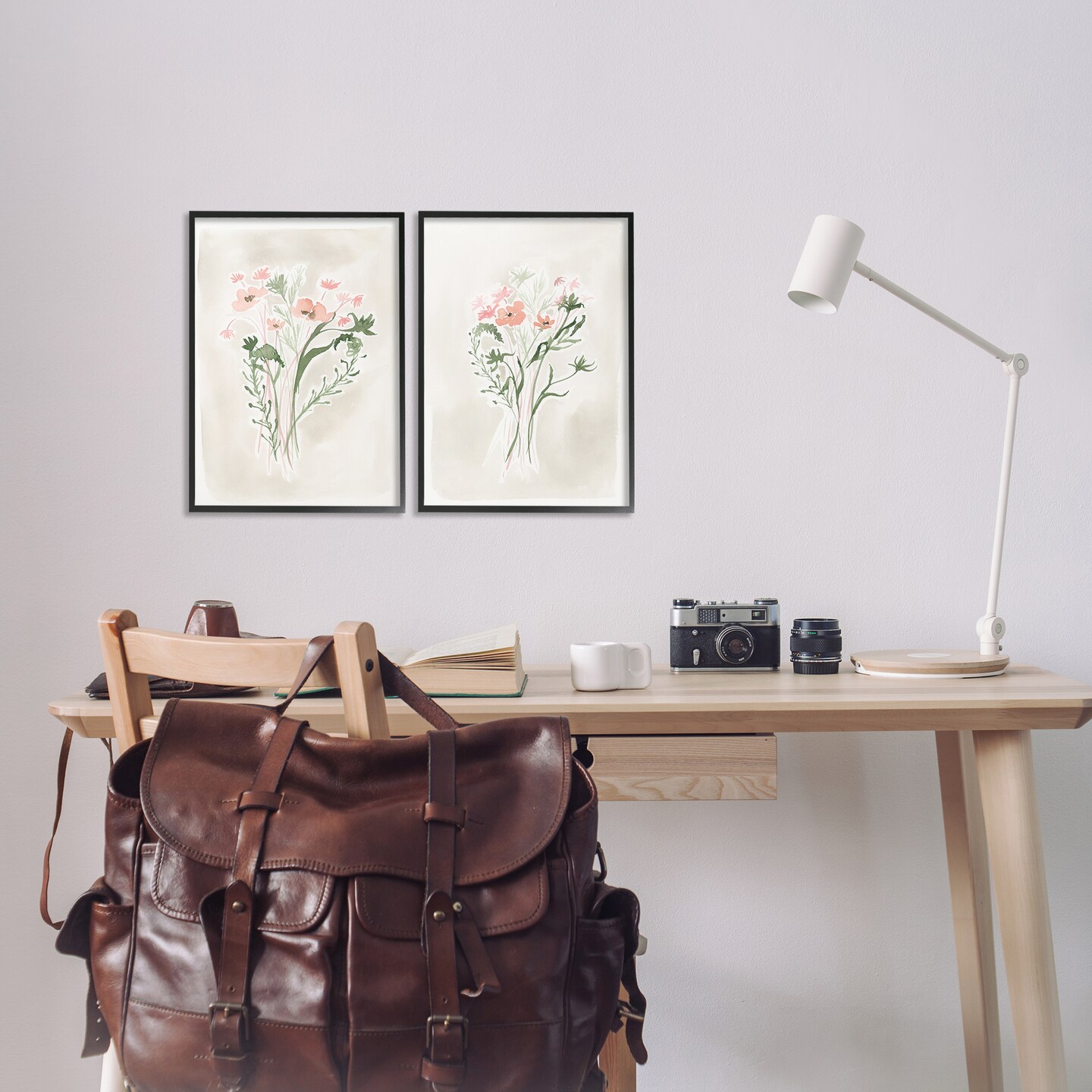Stupell Industries Simple Watercolor Flowers 2 pc Framed Giclee Wall Art Set Design by Elizabeth Medley