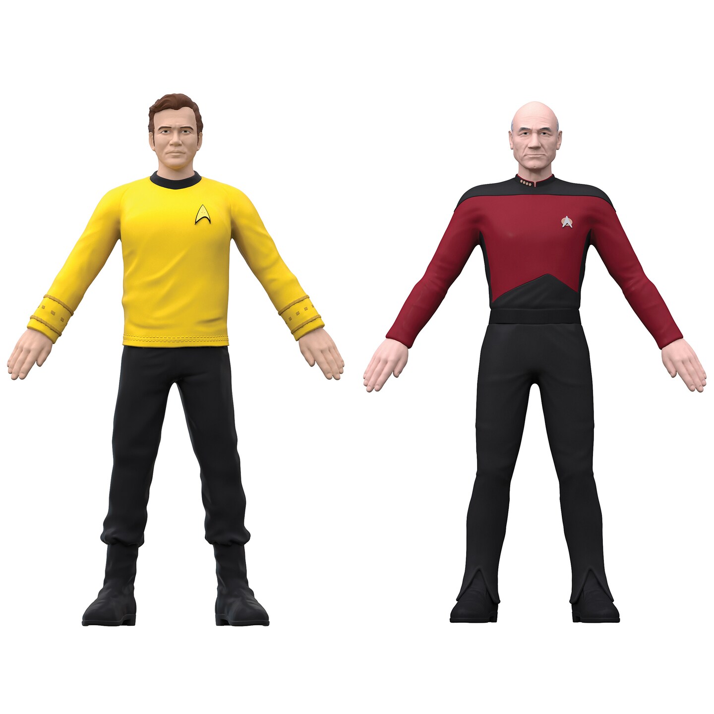FleXfigs: Captain Kirk &#x26; Captain Picard - 2 Character Pack - Articulated Action Figures, Flex It - Pose It!, Collectible Toy Miniatures, Kids Ages 3+