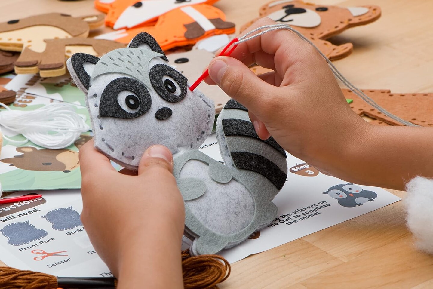 Sewing Kit for Kids - Woodland Animals Kids Sewing Kit - Make Your Own Stuffed Animal Kit - Felt Stitch Art and Craft Toys for Boys and Girls - Childrens DIY Crafting and Sewing