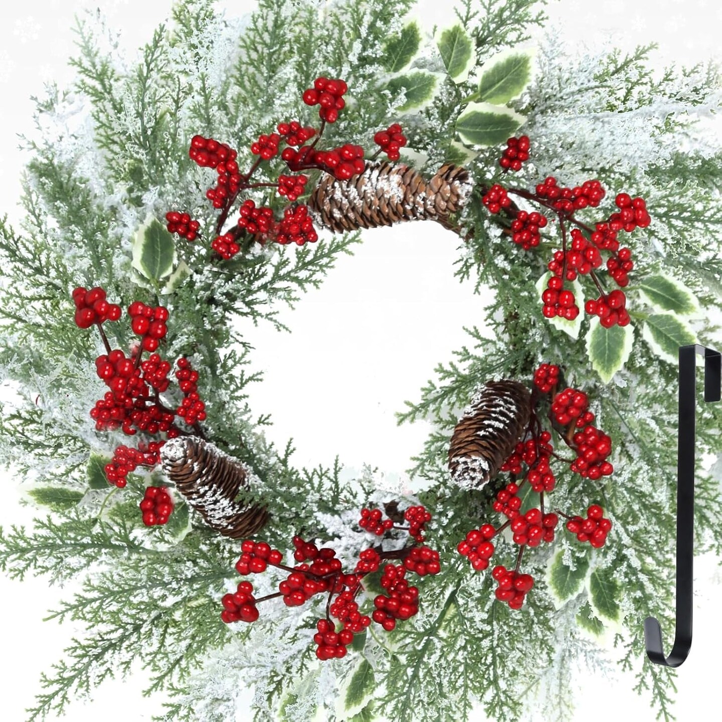 18 Inch Christmas Wreath with Pine Cones and Berries - for Front Door ...