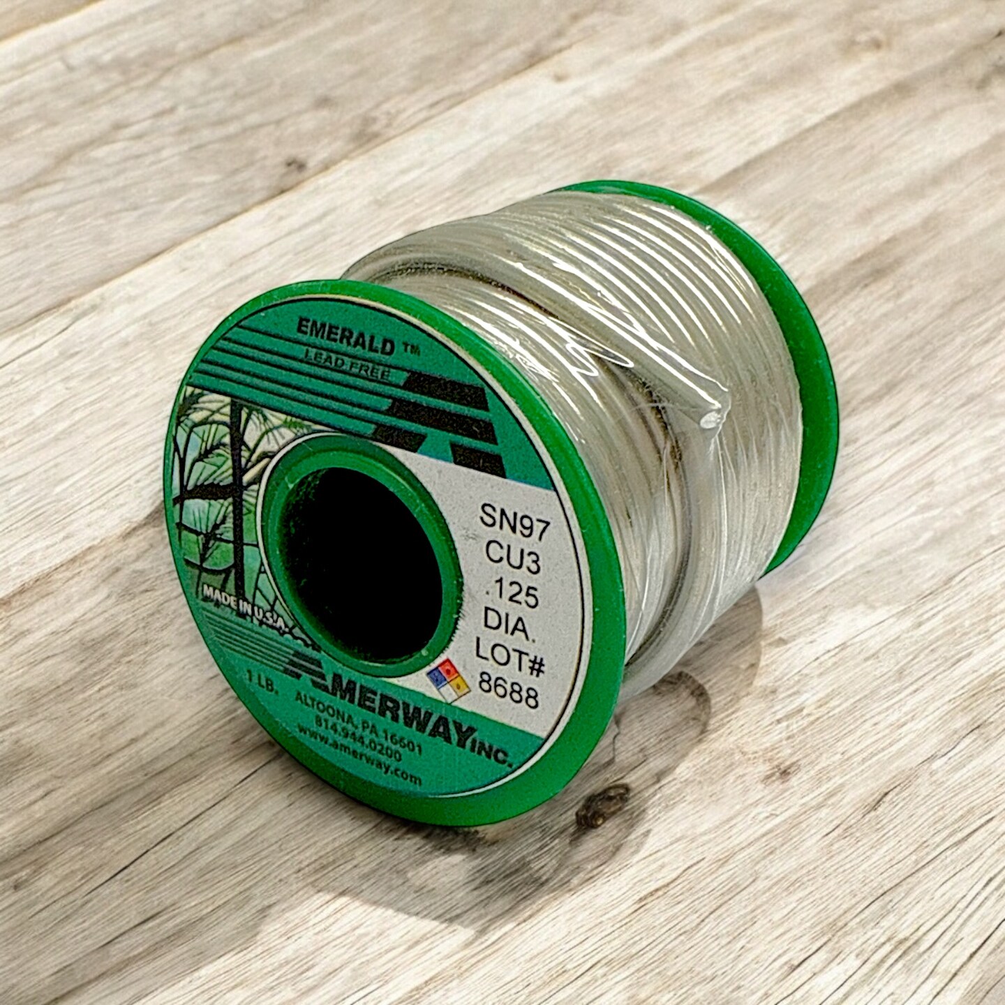 AMERWAY EMERALD Lead-Free Solder for Stained Glass (1 LB Spool)
