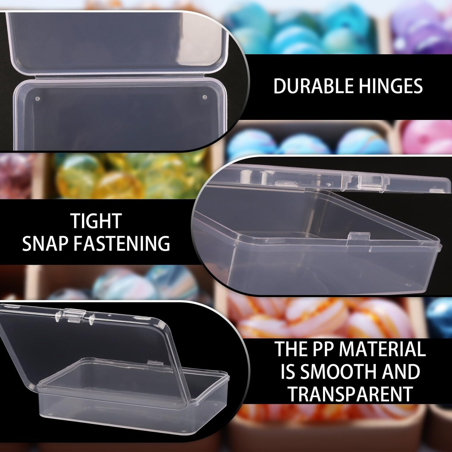 Small Plastic Jewelry Containers, 18 Pack Clear Plastic Storage Containers Small Plastic Containers with Lids Beads Storage Box, Small Plastic Storage Bins for Beads, Jewelry, Tools, 4.5 X 3.37 X 1.12 Inch